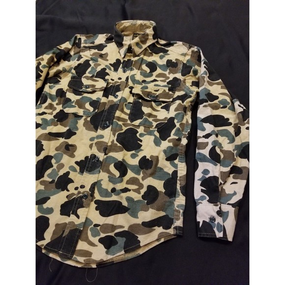 Vtg Deerskin Melton Flannel Hunting Shirt Men’s M Brown Camo 100% Cotton USA - Picture 4 of 9